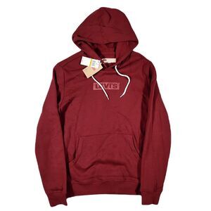 Levis Logo Hoodie Sweatshirt Mens Small Red‎ Burgundy Athletic NEW $59